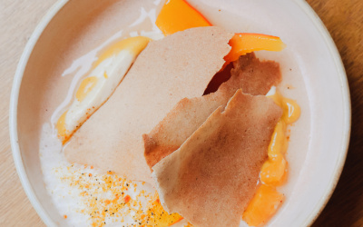 bouliche peinture en lettres gesret restaurant vitrine saint malo cuisine food assiette dessert